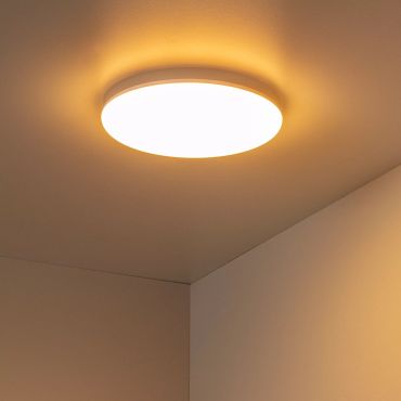 Lucide Olson - plafonnier - Ø 29 x 4,5 cm - 24W LED incl. - couleur de lumière réglable - IP44 - opale et blanc