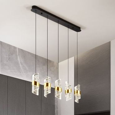 Nova Luce Seneca - lampe suspendue - 83 x 150 x 7,5 cm - 41W LED inclus - or et noir