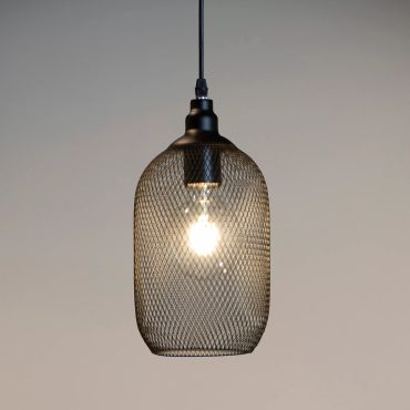 Lucide Mesh - lampe suspendue - Ø 15 x 158 cm - noir