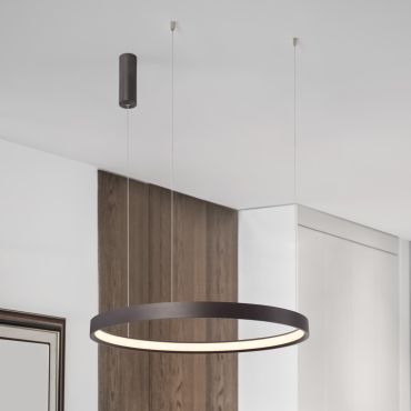 Nova Luce Perrine - lampe suspendue - Ø 60 x 150 cm - 40W dimmable LED inclus - brun café brossé