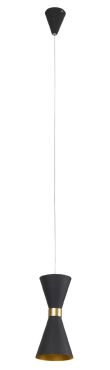 Maxlight Cornet - lampe suspendue - Ø 12 x 130 cm - 5W LED inclus - noir et or