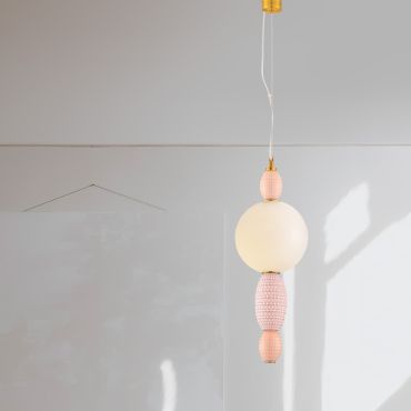 Nova Luce Obrie - lampe suspendue - Ø 20 x 180 cm - 12W LED inclus - laiton doré, orange et rose