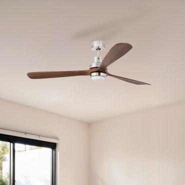Faro Lantau XL - ventilateur de plafond avec lumière - Ø 168 cm - nickel mat et noyer
