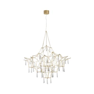 Nova Luce Goro - lampe suspendue - Ø 80 x 160 cm - 20W LED inclus - or et transparent