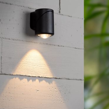 Lucide Erin - applique murale extérieure - 6 x 8 x 9,8 cm - 5W LED inclus - IP65 - noir