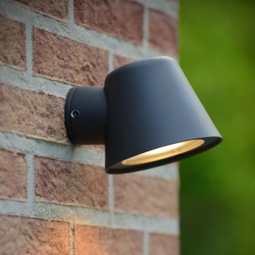 Lucide Dingo - applique murale extérieure - 11,5 x 14,5 x 11 cm - 5W LED dimmable inclus - IP44 - anthracite