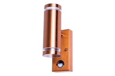Integral LED Malaga – applique murale extérieure avec détecteur de mouvement - 6,8 × 11,6 × 21,6 cm – IP54 – cuivre