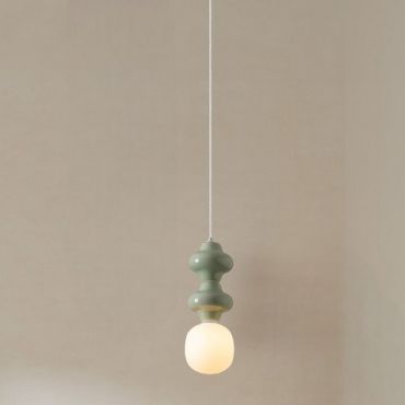Nova Luce Clio - lampe suspendue - Ø 18 x 215 cm - vert, blanc et verre opale