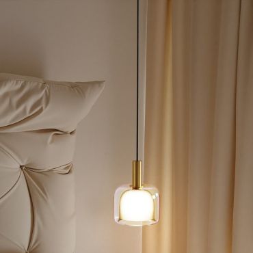 VK Lighting Nala - lampe suspendue - Ø 14,5 x 169,5 cm - laiton mat