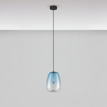 Nova Luce Oblo - lampe suspendue - Ø 16 x 227 cm - 3W LED inclus - bleu et noir mat