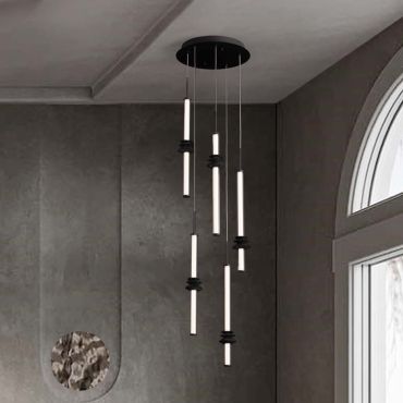 Nova Luce Stalactite - lampe suspendue - Ø 35 x 210 cm - 32W dimmable LED inclus - noir sablé