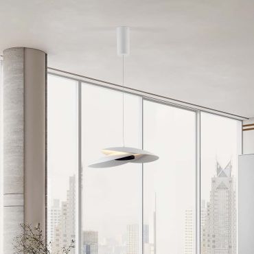 Nova Luce Olea - lampe suspendue - Ø 48 x 180 cm - 22W dimmable LED inclus - blanc sablé