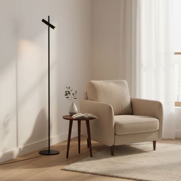 Lucide Philon - Lampe de lecture - Ø 23 x 140 cm - 4,5W LED dimmable inclus - noir