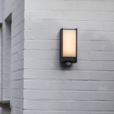 Lutec Qubo - Applique d'extérieur avec détecteur - 11 x 10 x 27 cm - 14W LED inclus - IP54 - gris anthracite