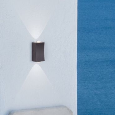 Nova Luce Dewei - applique murale extérieure - 5 x 9 x 4 cm - 2x 2W LED inclus - IP54 - anthracite foncé