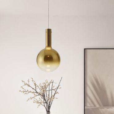 Nova Luce Nostos - lampe suspendue - Ø 25 x 170 cm - 6W dimmable LED inclus - or champagne