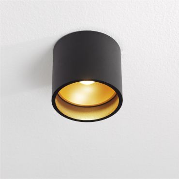 Artdelight Ormond - plafonnier - Ø 11 x 10 cm - 7W dimmable LED inclus - IP54 - noir et or mat