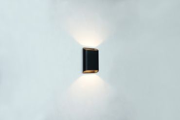 Artdelight Diaz Small - applique murale - 4 x 10 x 15 cm - 2 x 3W LED inclus - IP54 - noir