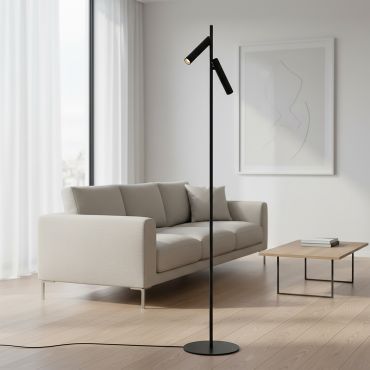 Lucide Philon - Lampe de lecture - Ø 23 x 140 cm - 2 x 4,5W LED dimmable inclus - noir
