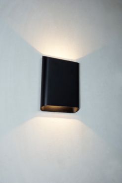 Artdelight Diaz Large - applique murale - 4 x 14,5 x 20 cm - 2 x 6W LED inclus - IP65 - noir
