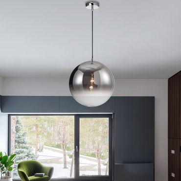 Nova Luce Ficato - lampe suspendue - Ø 40 x 120 cm - fumé et chromé