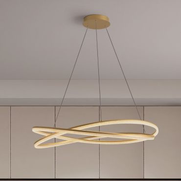 Nova Luce Ofelia - lampe suspendue avec télécommande - Ø 95 x 150 cm - 68W dimmable LED inclus - laiton doré