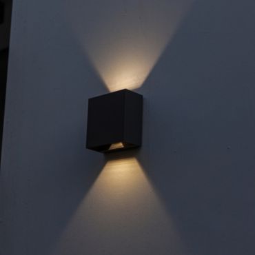 Lutec Gemini Beams - 11 x 11 x 5.4 cm - 10W inclus - IP54 - noir - blanc chaud