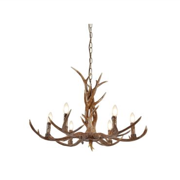 Searchlight Stag - lustre - Ø 80 x 112 cm - brun