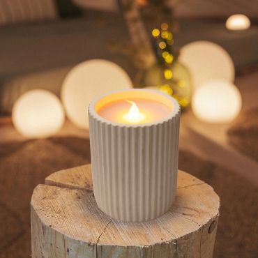 New Garden Dolo Ceramic - Bougie LED avec télécommande - Ø 8 x 10 cm - IP44 - blanc