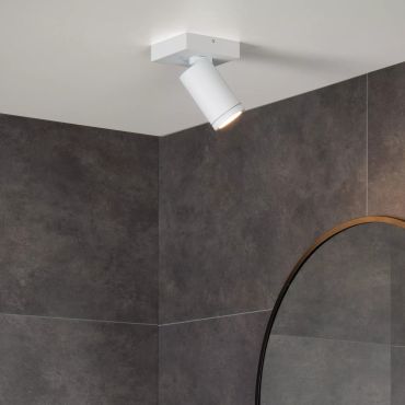 Lucide Taylor - spot en saillie 1L - 10 x 10 x 12,5 cm - 5W LED dimmable inclus - dim to warm - IP44 - blanc