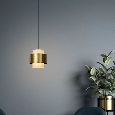 Lucide Firmin - lampe suspendue - Ø 30 x 150 cm - or/laiton mat