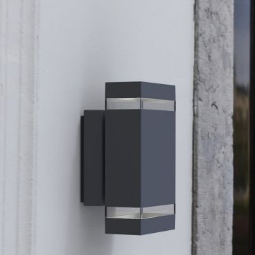 Lutec Focus - applique murale extérieure - 11 x 11 x 23 cm - 7,6W LED inclus - IP44 - gris foncé