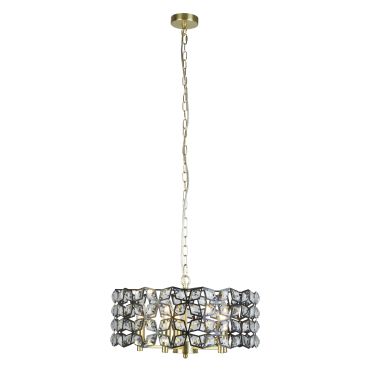 Searchlight Iris - lampe suspendue - Ø 48 x 150 cm - noir et laiton satiné