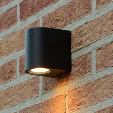 Lucide Zaro Round - applique murale extérieure - 7,8 x 6,8 x 10 cm - IP44 - noir