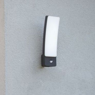Lutec Kira - Applique d'extérieur avec détecteur de mouvement - 11 x 8,3 x 31,1 cm - 18W LED inclus - IP54 - gris foncé - blanc