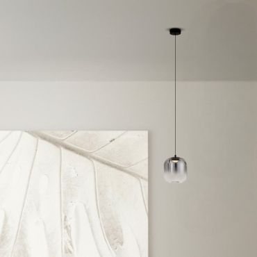 Nova Luce Aelia - lampe suspendue - Ø 14 x 150 cm - 3W LED inclus - noir mat et gris fumé
