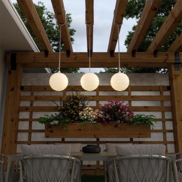 New Garden Sora - lampe suspendue rechargeable avec télécommande - Ø 24,4 cm - LED inclus - IP65 - gris - RGB + couleur de lumière blanche
