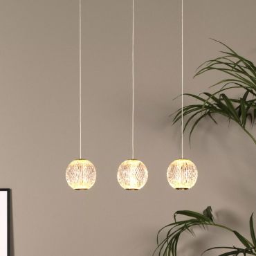 Lucide Cintra - lampe suspendue - 48 x 11 x 150 cm - 3 x 4,7W LED inclus - transparent et doré