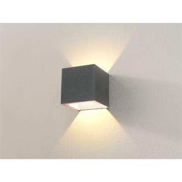 Artdelight Cube - Applique d'extérieur - 10 x 10 x 10 cm - 6W LED dimmable inclus - IP54 - graphite