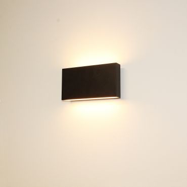 Artdelight Box - applique murale - 17 x 9 x 4 cm - 2 x 6,5W LED dimmable inclus - IP54 - noir