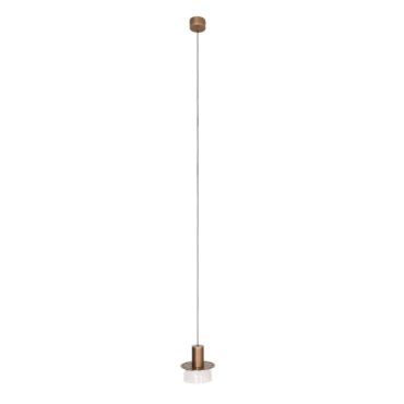 Maxlight Signature - lampe suspendue - Ø 15 x 205 cm - 8W LED inclus - laiton antique et transparent