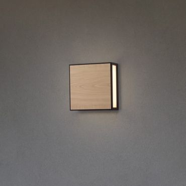 Nova Luce Astral - applique murale et plafonnier extérieur - 22 x 22 x 8,7 cm - 16W LED inclus - IP65 - anthracite foncé et bois