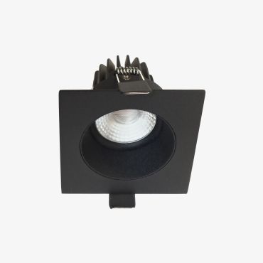 Artdelight Venice 2708 - spot encastrable - 80 x 80 mm, Ø 68 mm encastrable - 8W LED dimmable inclus - IP44 - noir
