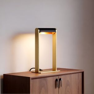 Lucide Loras - lampe à poser - 18 x 9 x 32,5 cm - or mat et noir