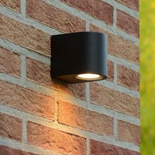 Lucide Zora Round - applique murale extérieure - 6,5 x 9 x 8 cm - 5W LED dimmable inclus - IP44 - noir