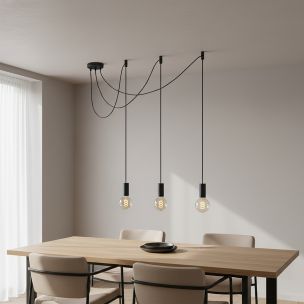 Roi Du Luminaire E27 Suspension Tubes - lampe suspendue - Ø 4,2 x 209,5 cm - noir