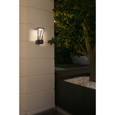 Faro Twist - applique murale - 14 x 15 x 30 cm - 10W LED inclus - IP65 - gris foncé