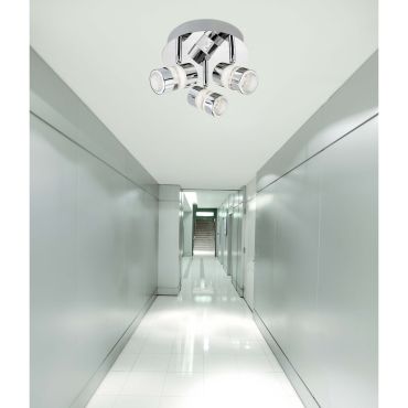 Searchlight Bubbles - spot en saillie 3L - Ø 28 x 15,5 cm - 3 x 4,5W LED dimmable inclus - IP44 - chrome