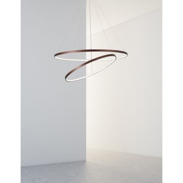Nova Luce Ferrol - lampe suspendue - Ø 80 x 130 cm - 85W LED dimmable inclus - brun café