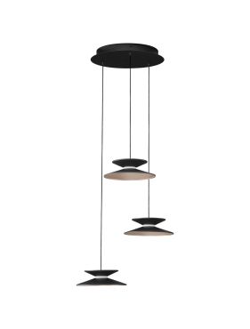 Nova Luce Morfi - lampe suspendue - Ø 42 x 161 cm - 15W dimmable LED inclus - noir sablé et or